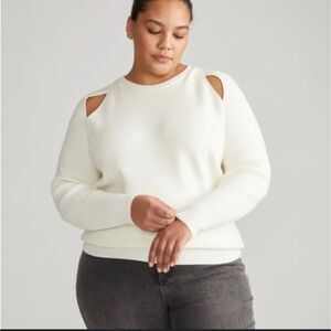 NWT - UNIVERSAL STANDARD Better-Than-Wool Keyhole Sweater, Tusk, Sz S (14-16)